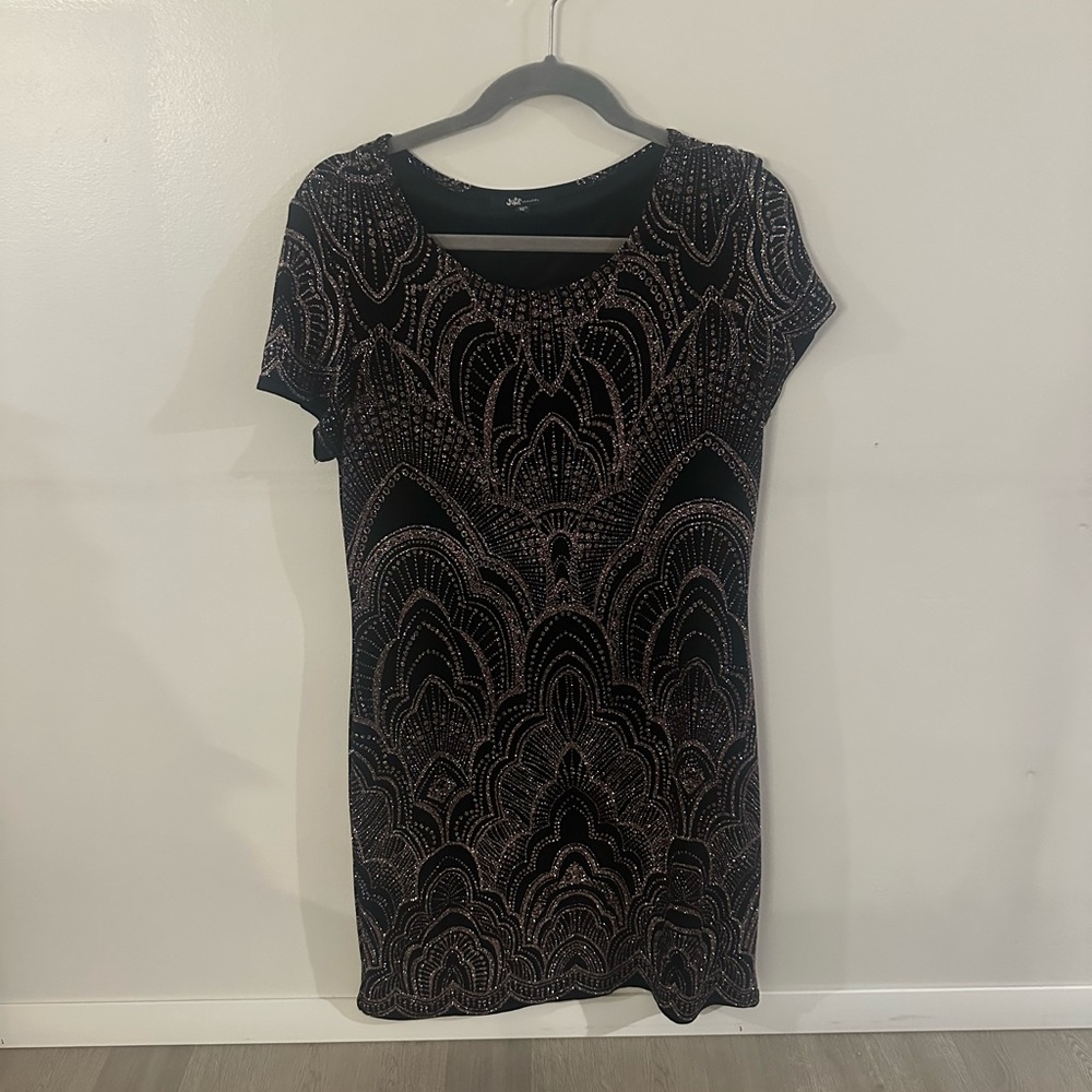Black and Rose Gold Mini Dress